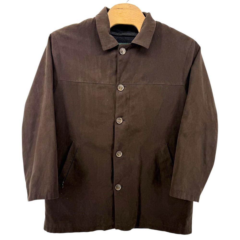 Lauren Ralph Lauren Mens Brown Car Coat Button Front Wool Blend Lining Size 40R